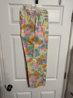 Sag Harbor Pastel Floral Pull-On Pants in Pink, Aqua & Yellow